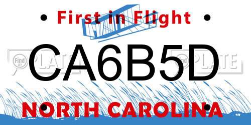 CA6B5D North Carolina License Plate