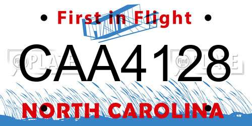 CAA4128 North Carolina License Plate