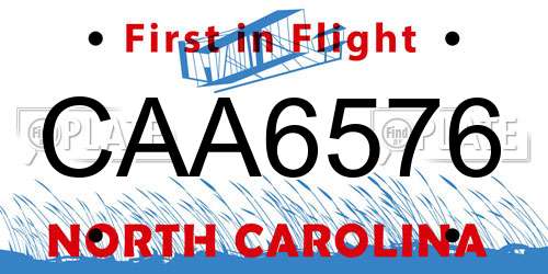CAA6576 North Carolina License Plate