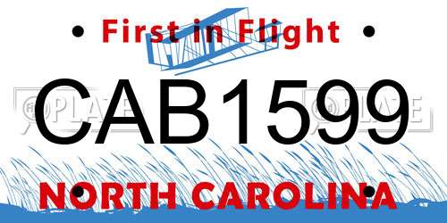 CAB1599 North Carolina License Plate