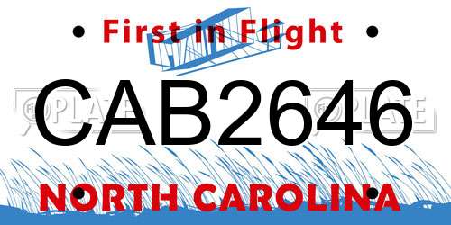 CAB2646 North Carolina License Plate