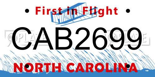 CAB2699 North Carolina License Plate