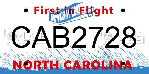 CAB2728 North Carolina License Plate