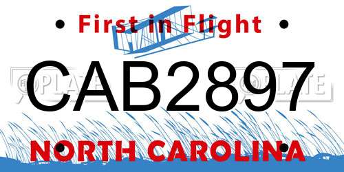 CAB2897 North Carolina License Plate