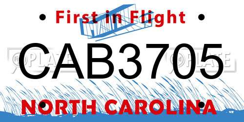 CAB3705 North Carolina License Plate
