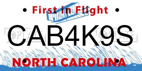 CAB4K9S North Carolina License Plate