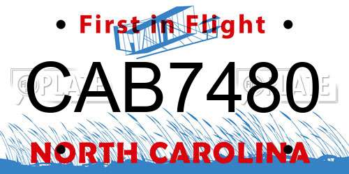CAB7480 North Carolina License Plate