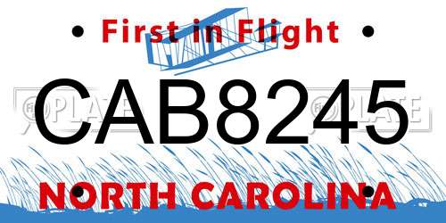 CAB8245 North Carolina License Plate