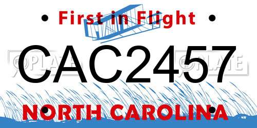CAC2457 North Carolina License Plate