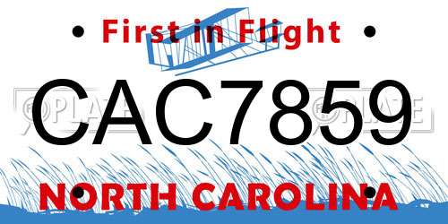 CAC7859 North Carolina License Plate
