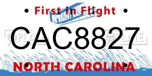 CAC8827 North Carolina License Plate