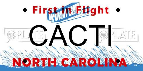CACTI North Carolina License Plate