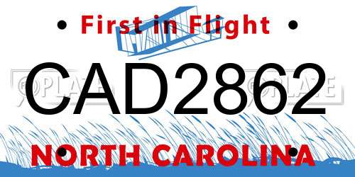 CAD2862 North Carolina License Plate