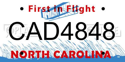 CAD4848 North Carolina License Plate