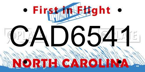 CAD6541 North Carolina License Plate
