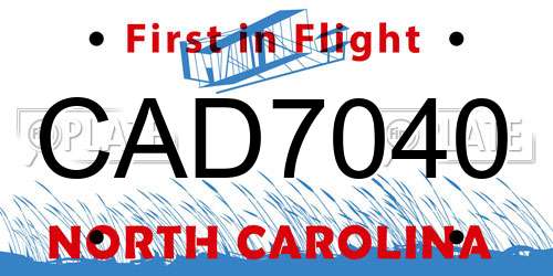 CAD7040 North Carolina License Plate
