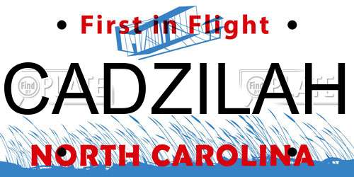 CADZILAH North Carolina License Plate