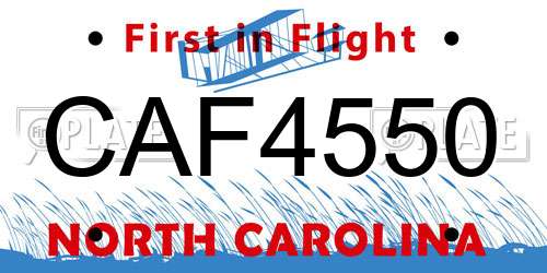 CAF4550 North Carolina License Plate