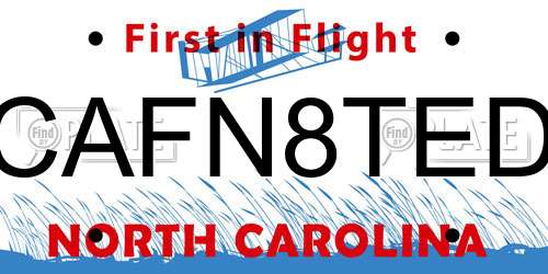 CAFN8TED North Carolina License Plate