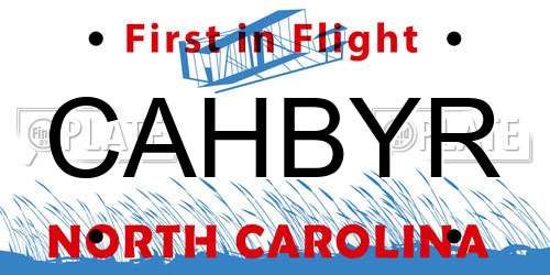 CAHBYR North Carolina License Plate