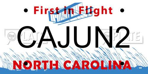CAJUN2 North Carolina License Plate