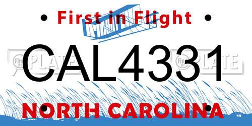 CAL4331 North Carolina License Plate