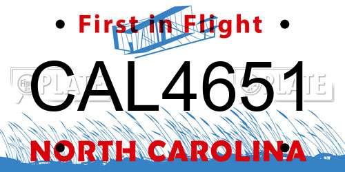 CAL4651 North Carolina License Plate