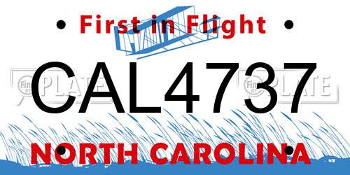 CAL4737 North Carolina License Plate