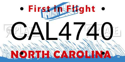 CAL4740 North Carolina License Plate