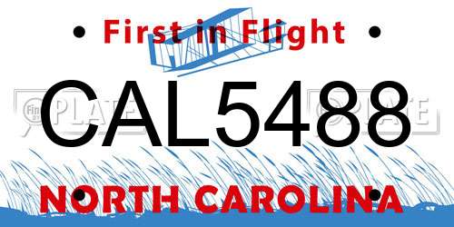 CAL5488 North Carolina License Plate
