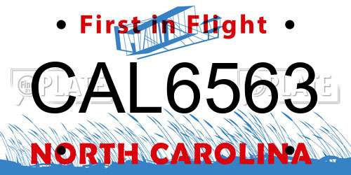 CAL6563 North Carolina License Plate