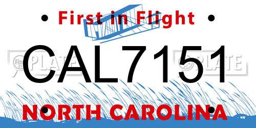 CAL7151 North Carolina License Plate