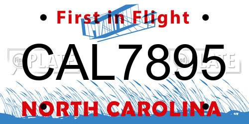 CAL7895 North Carolina License Plate