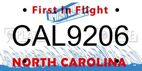 CAL9206 North Carolina License Plate