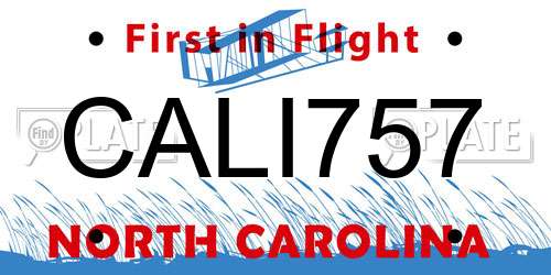 CALI757 North Carolina License Plate