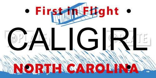 CALIGIRL North Carolina License Plate