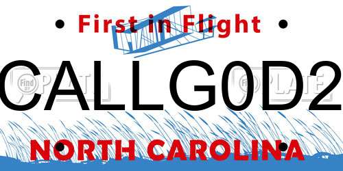 CALLG0D2 North Carolina License Plate