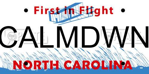 CALMDWN North Carolina License Plate