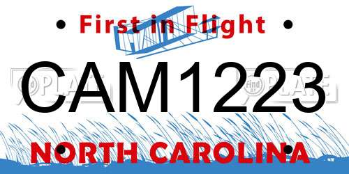 CAM1223 North Carolina License Plate