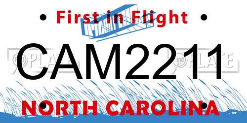 CAM2211 North Carolina License Plate