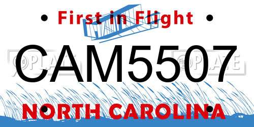 CAM5507 North Carolina License Plate