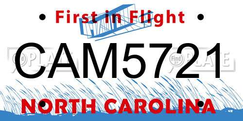 CAM5721 North Carolina License Plate