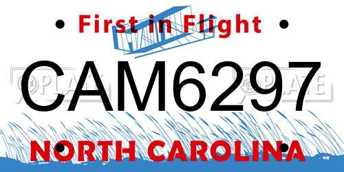 CAM6297 North Carolina License Plate