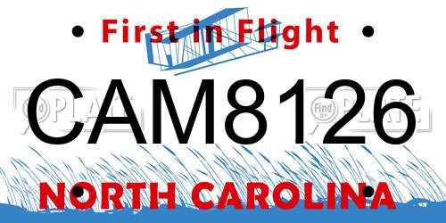 CAM8126 North Carolina License Plate