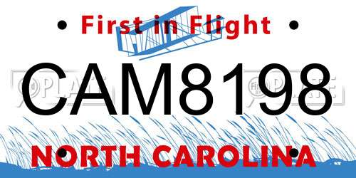 CAM8198 North Carolina License Plate
