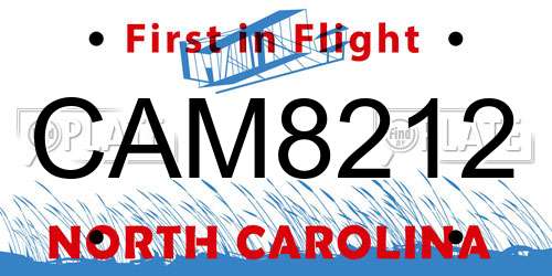 CAM8212 North Carolina License Plate