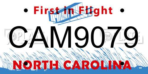 CAM9079 North Carolina License Plate