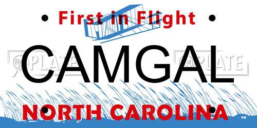 CAMGAL North Carolina License Plate