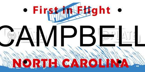 CAMPBELL North Carolina License Plate