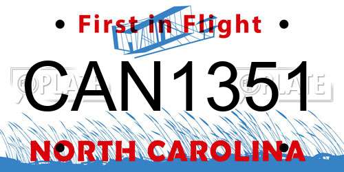 CAN1351 North Carolina License Plate
